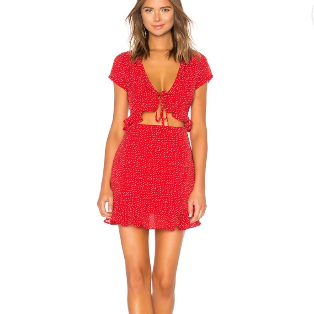 Superdown Mercy Polka Dot Dress in Red